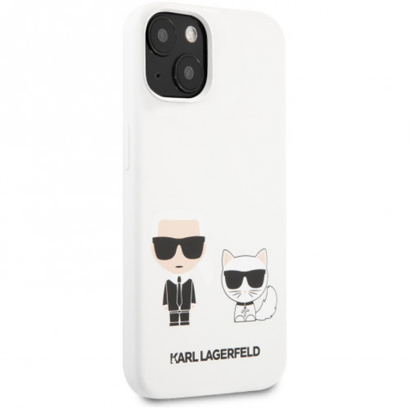 Чехол iPhone 13 Lagerfeld Liquid silicone Karl & Choupette Hard White